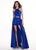 Rachel Allan - 6405 Halter Neck and Shorts with Overlay Prom Dress In Blue
