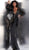 Jovani - Embellished Long Sleeve Deep V-neck Jumpsuit 64068 In Black