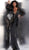 Jovani - 64068 Embellished Long Sleeve Deep V-neck Jumpsuit in Black