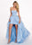 Rachel Allan - 6406 2-Piece Style Lace and Tulle High-Low Gown In Blue