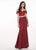 Rachel Allan - 6407 Embroidered Two Piece Off-Shoulder Trumpet Dress In Red