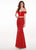 Rachel Allan - 6407 Embroidered Two Piece Off-Shoulder Trumpet Dress In Red