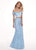Rachel Allan - 6407 Embroidered Two Piece Off-Shoulder Trumpet Dress In Blue