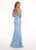 Rachel Allan - 6407 Embroidered Two Piece Off-Shoulder Trumpet Dress In Blue