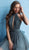 Jovani - 64081 Ruched High Halter Asymmetric A-line Dress in Blue