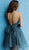 Jovani - 64081 Ruched High Halter Asymmetric A-line Dress in Blue