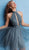 Jovani - 64081 Ruched High Halter Asymmetric A-line Dress in Blue