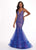 Rachel Allan - 6409 Sequined Deep V-neck Tulle Mermaid Dress In Blue
