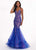 Rachel Allan - 6409 Sequined Deep V-neck Tulle Mermaid Dress In Blue