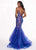 Rachel Allan - 6409 Sequined Deep V-neck Tulle Mermaid Dress In Blue