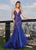 Rachel Allan - 6409 Sequined Deep V-neck Tulle Mermaid Dress In Blue