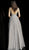 Jovani - 64105 Sleeveless Embroidered V-neck Ballgown in Brown