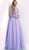 Jovani - 64105 Sleeveless Embroidered V-neck Ballgown in Purple