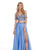Rachel Allan - 6411 Beaded Embellished 2-Piece Cold Shoulder Prom Gown In Blue