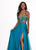 Rachel Allan - 6411 Beaded Embellished 2-Piece Cold Shoulder Prom Gown In Blue and Green