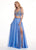 Rachel Allan - 6411 Beaded Embellished 2-Piece Cold Shoulder Prom Gown In Blue