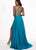Rachel Allan - 6411 Beaded Embellished 2-Piece Cold Shoulder Prom Gown In Blue and Green