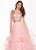 Rachel Allan - 6412 Two-Piece Floral Motif Shoulders Tiered Tulle Gown In Pink