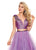 Rachel Allan - 6412 Two-Piece Floral Motif Shoulders Tiered Tulle Gown In Purple