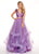 Rachel Allan - 6412 Two-Piece Floral Motif Shoulders Tiered Tulle Gown In Purple