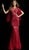 Jovani - 64137 Beaded Jewel Neck Fringed Long Gown