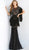 Jovani - 64137 Beaded Jewel Neck Fringed Long Gown