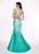 Rachel Allan - 6413 V Neck Beaded Waist Matte Satin Mermaid Gown In Green