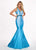 Rachel Allan - 6413 V Neck Beaded Waist Matte Satin Mermaid Gown In Blue
