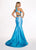 Rachel Allan - 6413 V Neck Beaded Waist Matte Satin Mermaid Gown In Blue