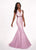 Rachel Allan - 6413 V Neck Beaded Waist Matte Satin Mermaid Gown In Pink and Purple