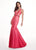 Rachel Allan - 6413 V Neck Beaded Waist Matte Satin Mermaid Gown In Pink