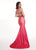 Rachel Allan - 6413 V Neck Beaded Waist Matte Satin Mermaid Gown In Pink