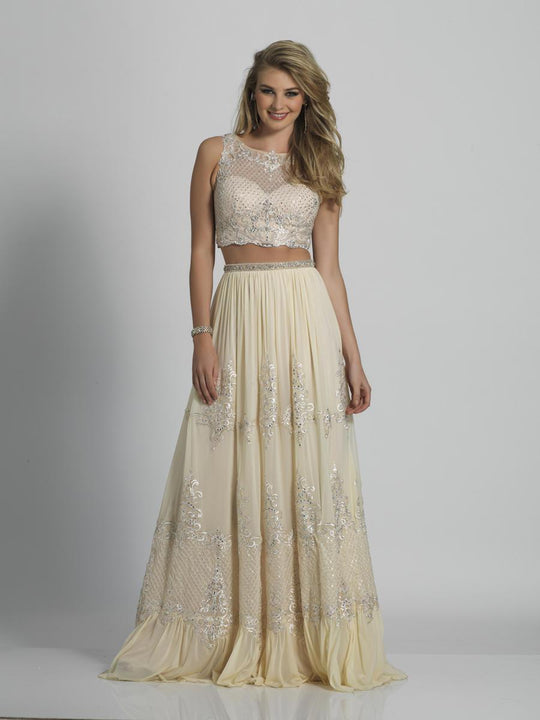 Dave & Johnny - A6413 Two-Piece Sleeveless A-line Gown in White