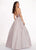 Rachel Allan - 6414 Jeweled Bustier Plunging Halter Ballgown In Pink and Silver