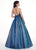Rachel Allan - 6414 Jeweled Bustier Plunging Halter Ballgown In Blue