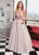 Rachel Allan - 6414 Jeweled Bustier Plunging Halter Ballgown In Pink and Silver