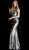 Jovani - 64159 Bedazzled Deep V-neck Trumpet Dress in Gray