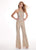 Rachel Allan - 6415 Crystal Beaded Halter Jumpsuit In Silver and Neutral