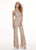Rachel Allan - 6415 Crystal Beaded Halter Jumpsuit In Silver and Neutral