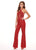 Rachel Allan - 6415 Crystal Beaded Halter Jumpsuit In Red