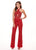 Rachel Allan - 6415 Crystal Beaded Halter Jumpsuit In Red