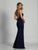 Dave & Johnny - A6415 Beaded High Halter Neck Mermaid Gown in Blue