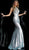 Jovani - 64182 Keyhole Cutout Bodice High Neck Sequined Gown in Blue
