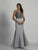 Dave & Johnny - A6418 Embellished V-Neckline Mermaid Gown in Silver