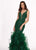 Rachel Allan - 6420 Beaded Deep V-neck Ruffled Tulle Mermaid Dress In Green