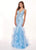 Rachel Allan - 6420 Beaded Deep V-neck Ruffled Tulle Mermaid Dress In Blue