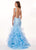 Rachel Allan - 6420 Beaded Deep V-neck Ruffled Tulle Mermaid Dress In Blue