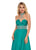 Rachel Allan - 6421 Rhinestone Ornate Collared Sweetheart Chiffon Gown In Green