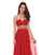 Rachel Allan - 6421 Rhinestone Ornate Collared Sweetheart Chiffon Gown In Red