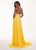Rachel Allan - 6421 Rhinestone Ornate Collared Sweetheart Chiffon Gown In Yellow
